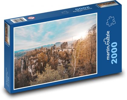 Německo - Bastei, skalní útvary - puzzle 2000 dílků