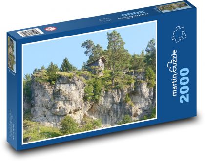 Chata - les, skala - Puzzle 2000 dielikov, rozmer 90x60 cm 