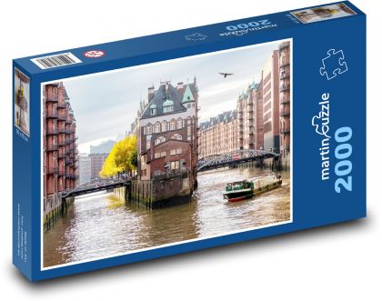 Hamburg - plavební kanál - puzzle 2000 dílků