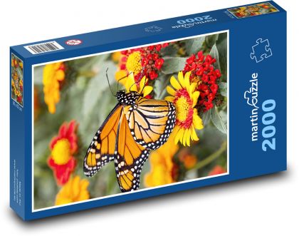 Motýľ - kvety - Puzzle 2000 dielikov, rozmer 90x60 cm 