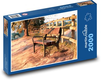Lavička - západ slunce - puzzle 2000 dílků