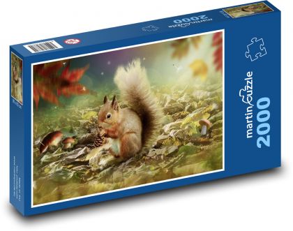 Veverička - hlodavec - Puzzle 2000 dielikov, rozmer 90x60 cm 