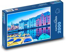 Norsko - přístav, kanoe Puzzle 2000 dílků - 90 x 60 cm