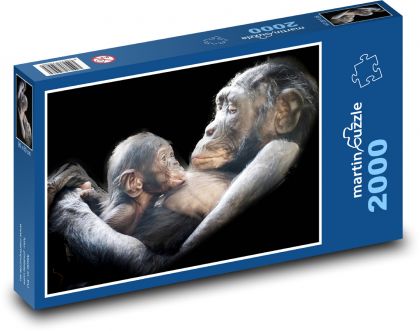 Szympans - mama i dziecko - Puzzle 2000 elementów, rozmiar 90x60 cm