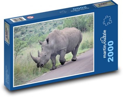 Biely nosorožec - Puzzle 2000 dielikov, rozmer 90x60 cm 