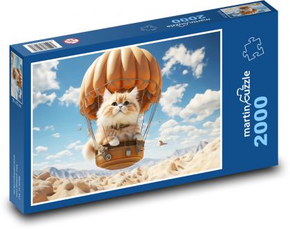Cat in a flying balloon - Puzzle 2000 pieces, size 90x60 cm 