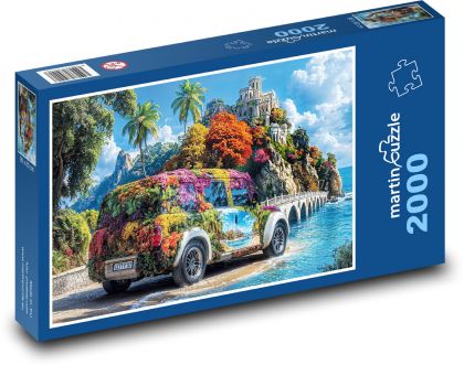 Auto - príroda - Puzzle 2000 dielikov, rozmer 90x60 cm 