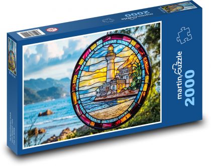 Latarnia morska - witraże - Puzzle 2000 elementów, rozmiar 90x60 cm