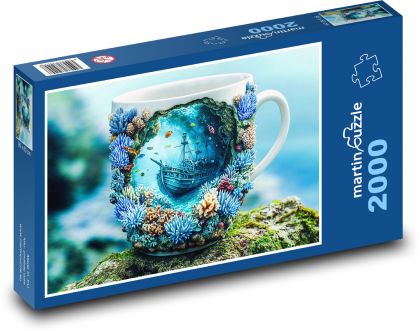 Džbánek - loď, podvodní svět - puzzle 2000 dílků