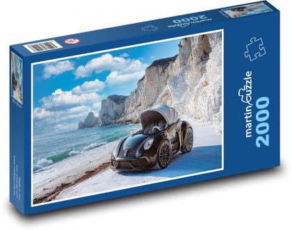 Futurystyczny samochód na plaży - Puzzle 2000 elementów, rozmiar 90x60 cm