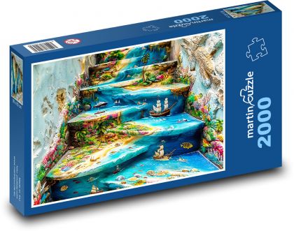 Maľovanie na schodoch - Puzzle 2000 dielikov, rozmer 90x60 cm 