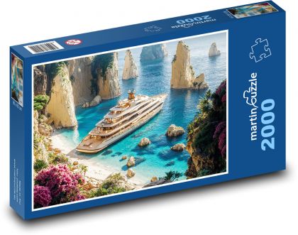 Jachta u pobřeží - puzzle 2000 dílků