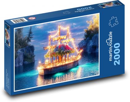 Beleuchtetes Schiff auf See - Puzzle - 2000 Teile