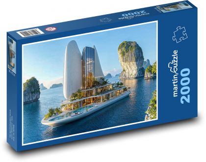 Luxusní jachta v moři - puzzle 2000 dílků