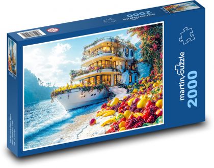 Plážová jachta s ovocím - Puzzle 2000 dielikov, rozmer 90x60 cm 
