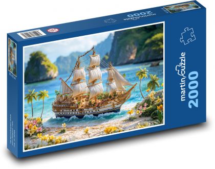 Plachetnice na moři - Puzzle 2000 dílků, rozměr 90x60 cm
