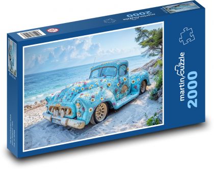 Auto na piesočnatej pláži - Puzzle 2000 dielikov, rozmer 90x60 cm 