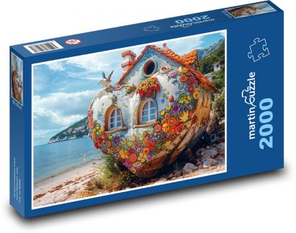 Serce - dom, plaża - Puzzle 2000 elementów, rozmiar 90x60 cm