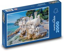 Lokomotiva - vlak na skále Puzzle 2000 dílků - 90 x 60 cm