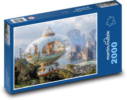 Vzducholoď nad morom - Puzzle 2000 dielikov, rozmer 90x60 cm 
