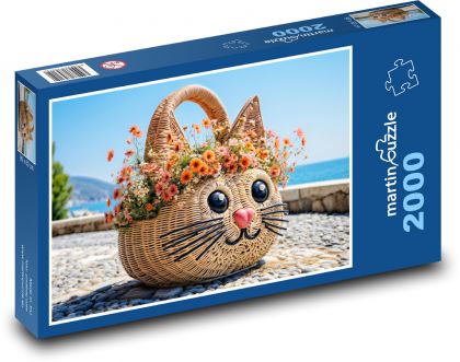 Wicker basket - cat - Puzzle 2000 pieces, size 90x60 cm 