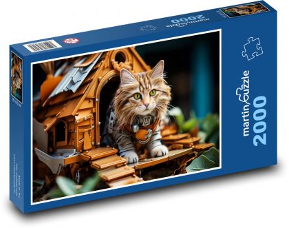 Mačka - domček pre mačky - Puzzle 2000 dielikov, rozmer 90x60 cm 