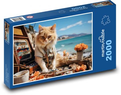 Mačka - maliar - Puzzle 2000 dielikov, rozmer 90x60 cm 