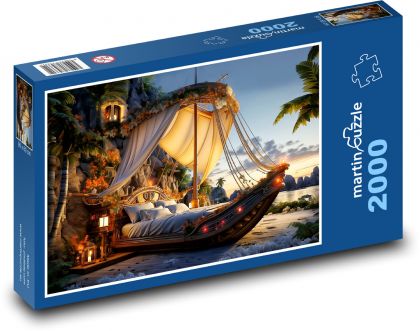 Posteľ s nebesami - Puzzle 2000 dielikov, rozmer 90x60 cm 