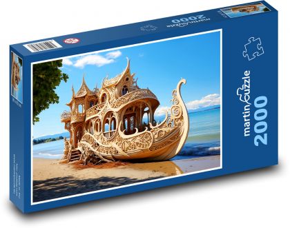 Łódź na plaży - Puzzle 2000 elementów, rozmiar 90x60 cm