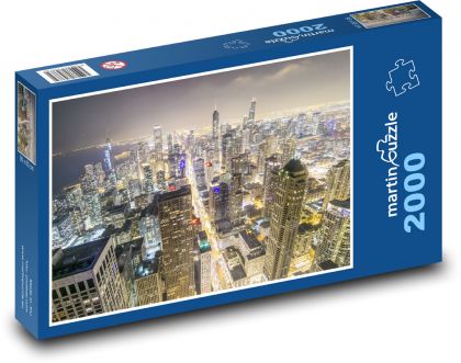 Chicago v noci - panorama - puzzle 2000 dílků