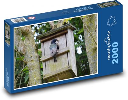 Vtáčia búdka - vták - Puzzle 2000 dielikov, rozmer 90x60 cm 