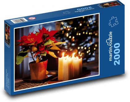Vianočný kvet - sviečky - Puzzle 2000 dielikov, rozmer 90x60 cm 