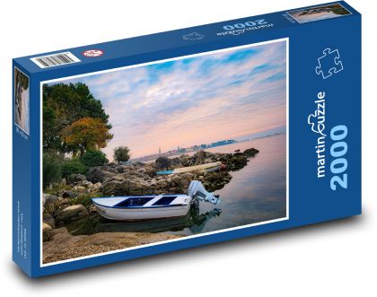 Küstenstadt - Motorboot - Puzzle - 2000 Teile