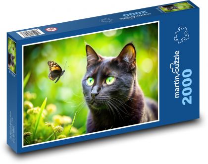 Schmetterling und schwarze Katze - Puzzle - 2000 Teile