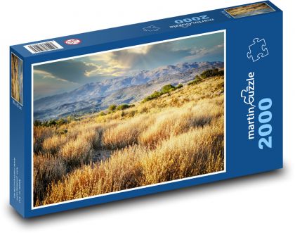 Feld, Gras, Berge - Puzzle - 2000 Teile