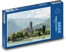 Jezero Como - kostel Puzzle 2000 dílků - 90 x 60 cm