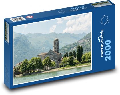 Jezero Como - kostel - puzzle 2000 dílků