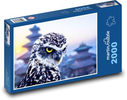 Pták - sova - Puzzle 2000 dílků, rozměr 90x60 cm