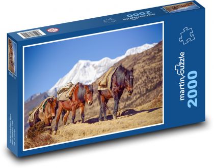 Bhutan - Berg, Pferde - Puzzle - 2000 Teile
