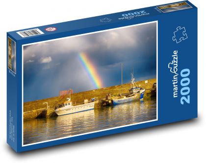 Regenbogen - Boot, Hafen - Puzzle - 2000 Teile