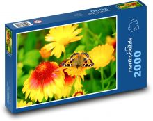 Motyl - Kwiaty Puzzle 2000 elementów - 90x60 cm