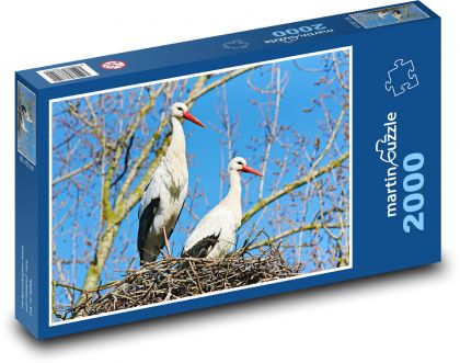 Brodiaci vták - bocian - Puzzle 2000 dielikov, rozmer 90x60 cm 