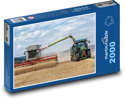 Kombajn a traktor - zber - Puzzle 2000 dielikov, rozmer 90x60 cm 