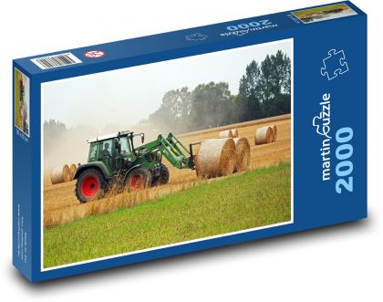Traktor - balíky sena - Puzzle 2000 dielikov, rozmer 90x60 cm 