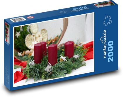 Adventní věnec - svíčky - Puzzle 2000 dílků, rozměr 90x60 cm