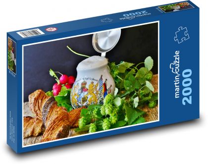Piwo w dzbanku - chmiel - Puzzle 2000 elementów, rozmiar 90x60 cm