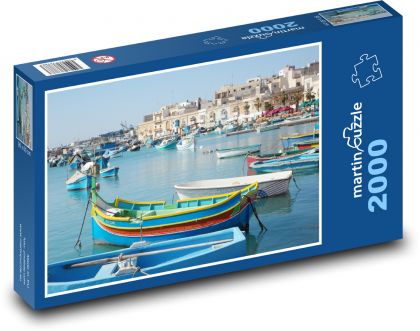 Rybářská vesnice - přístav - puzzle 2000 dílků