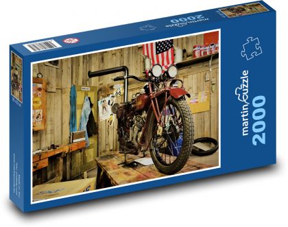 Garáž - dílna, motorka - puzzle 2000 dílků