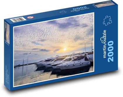 Jachty - západ slunce - puzzle 2000 dílků