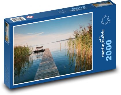 Molo - kotviště, západ slunce - puzzle 2000 dílků